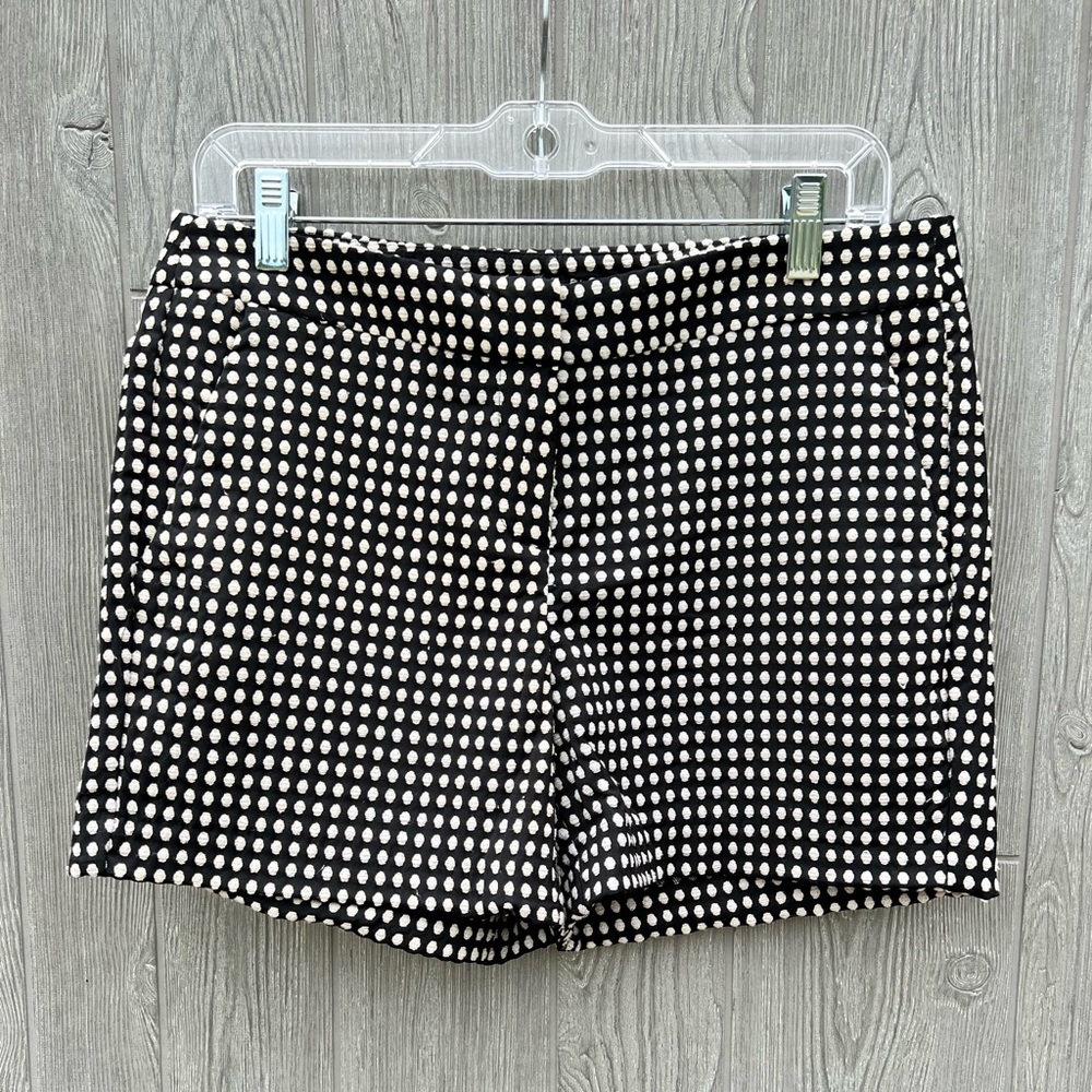 British Khaki Polka Dot Dress Shorts Women’s Size 6 Black White High Rise Preppy